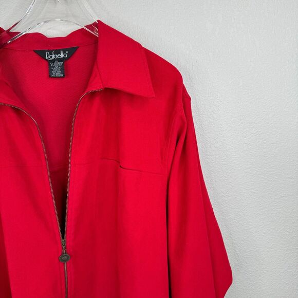 Rafaella Women Full Zip Jacket Cherry Red 12‎ Boho Lagenlook 90s - Picture 3 of 9